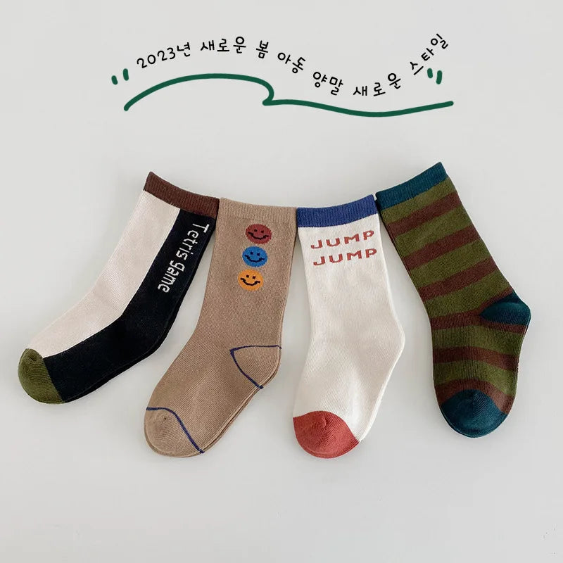 Boys’ Trendy Cotton Crew Socks – 4 Pair Pack