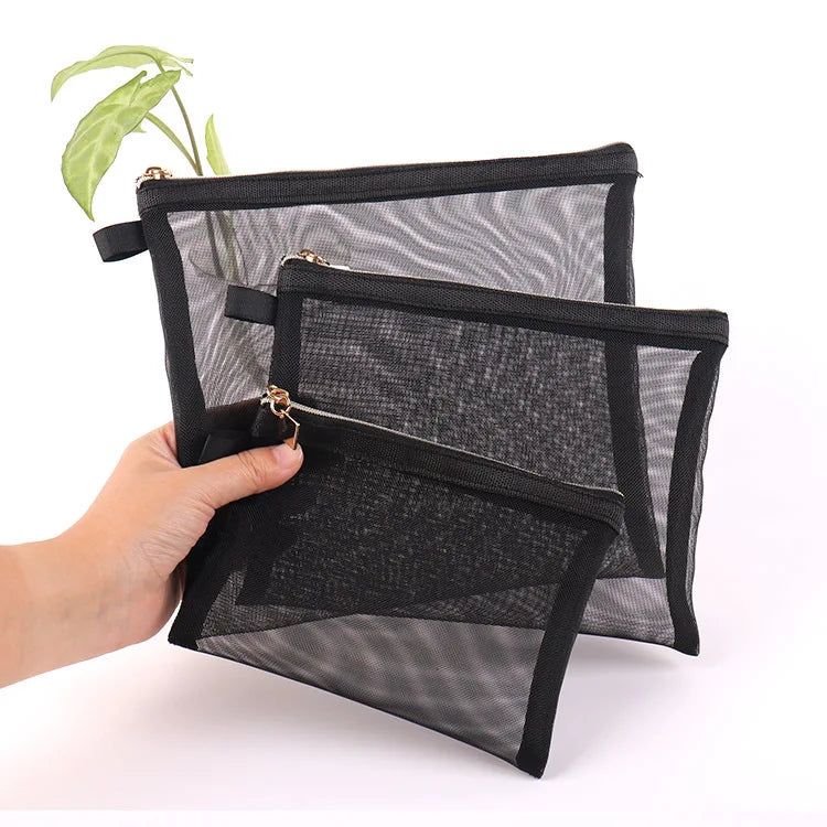 3-Piece Mesh Travel Cosmetic Organizer Bag Set