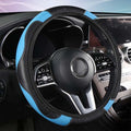 Premium Carbon Fiber PU Leather Steering Wheel Cover – Breathable, Anti-Slip Universal Fit (37–38.5 cm)