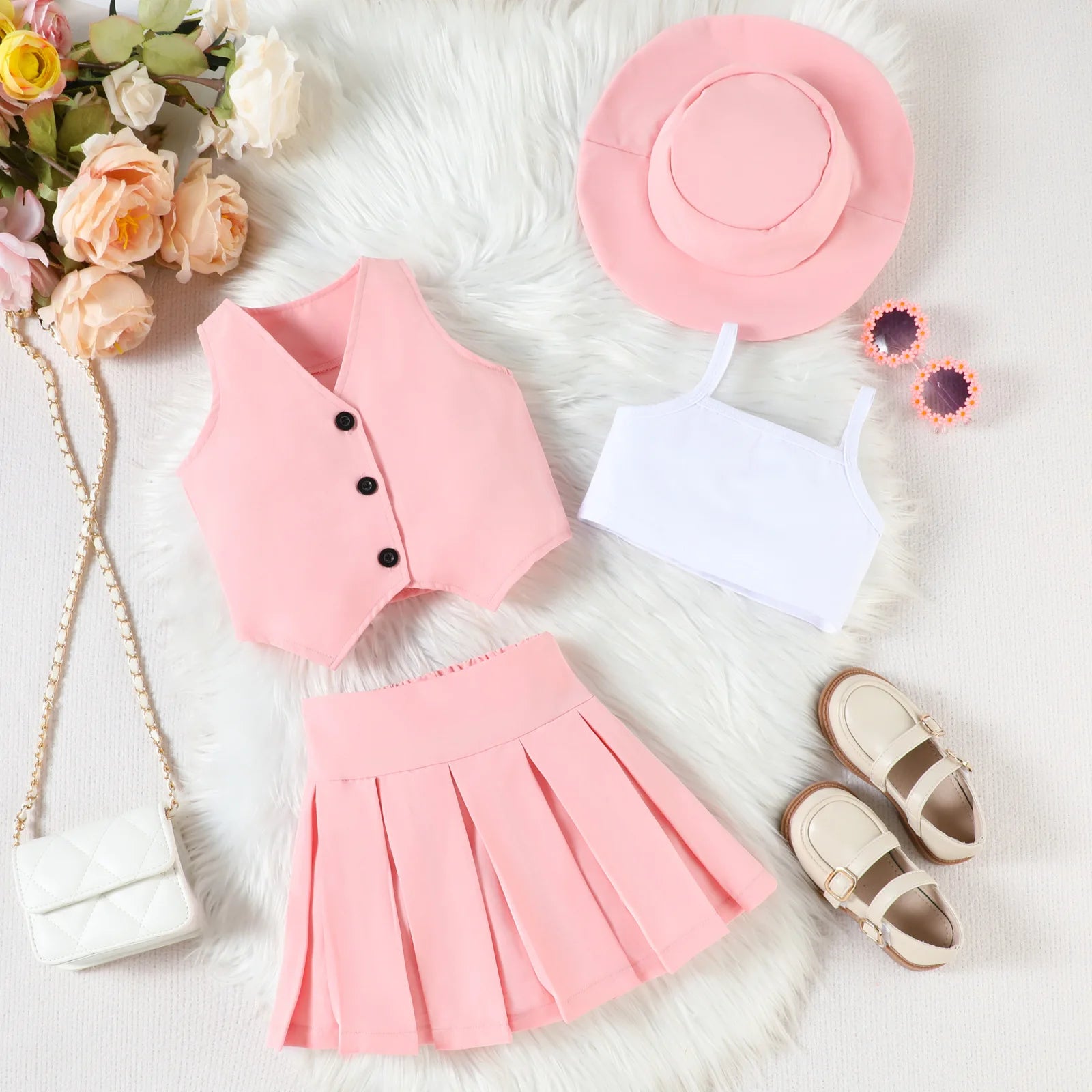 4-Piece Girls Summer Vacation Outfit Set