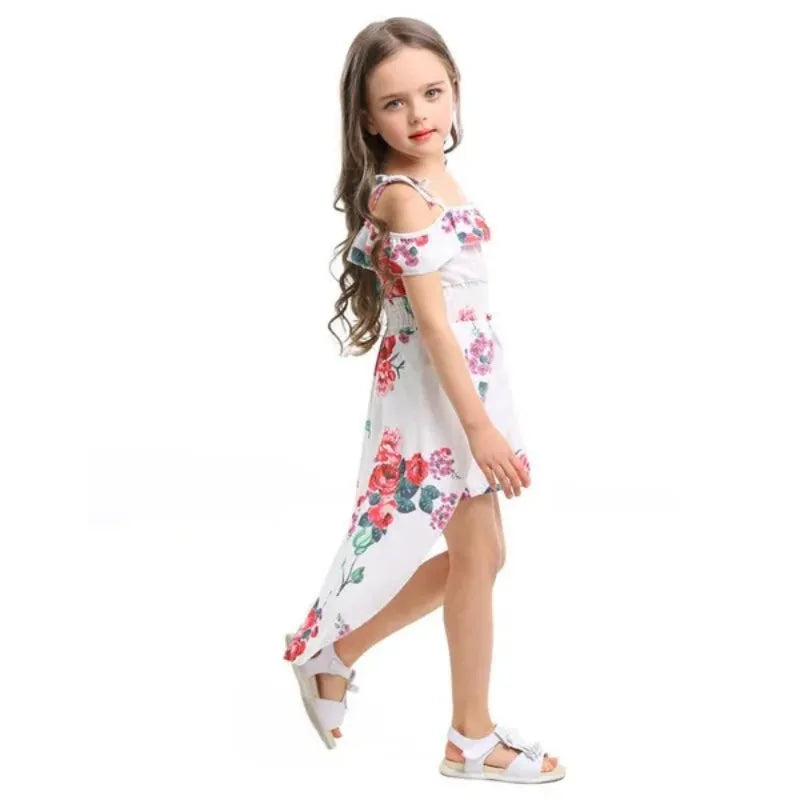 Floral Off-Shoulder Summer Girls Dress