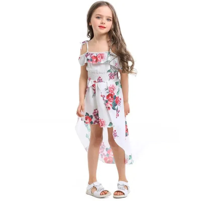 Floral Off-Shoulder Summer Girls Dress