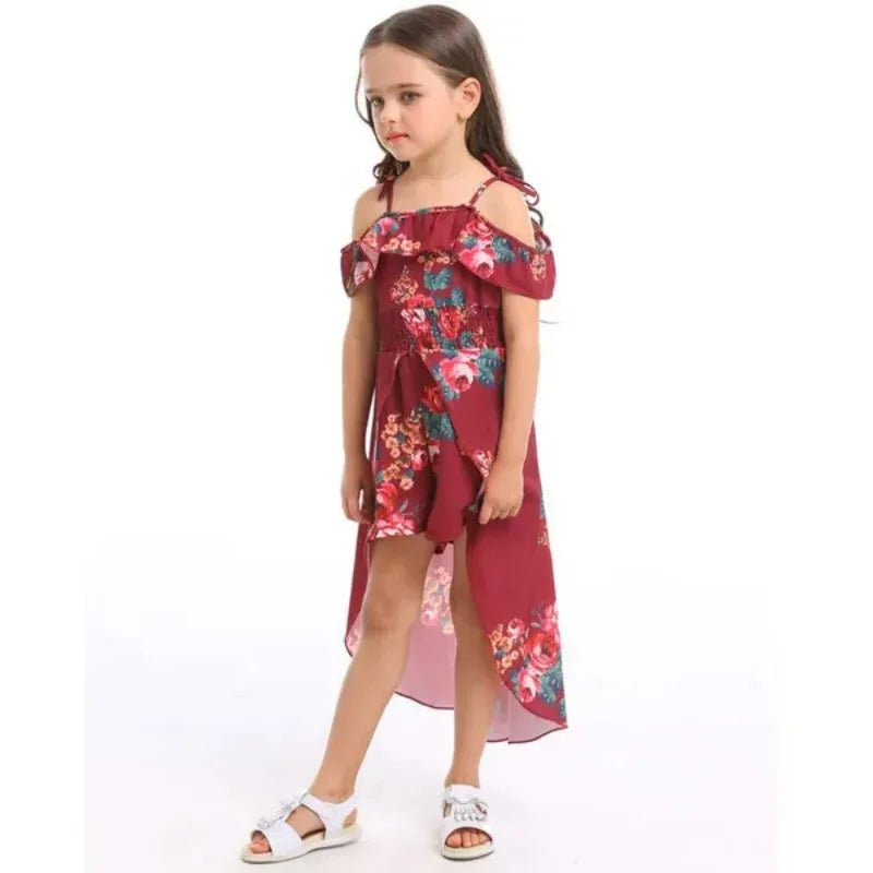 Floral Off-Shoulder Summer Girls Dress