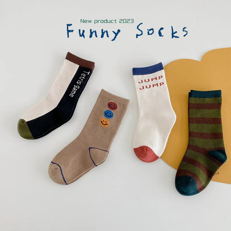 Boys’ Trendy Cotton Crew Socks – 4 Pair Pack