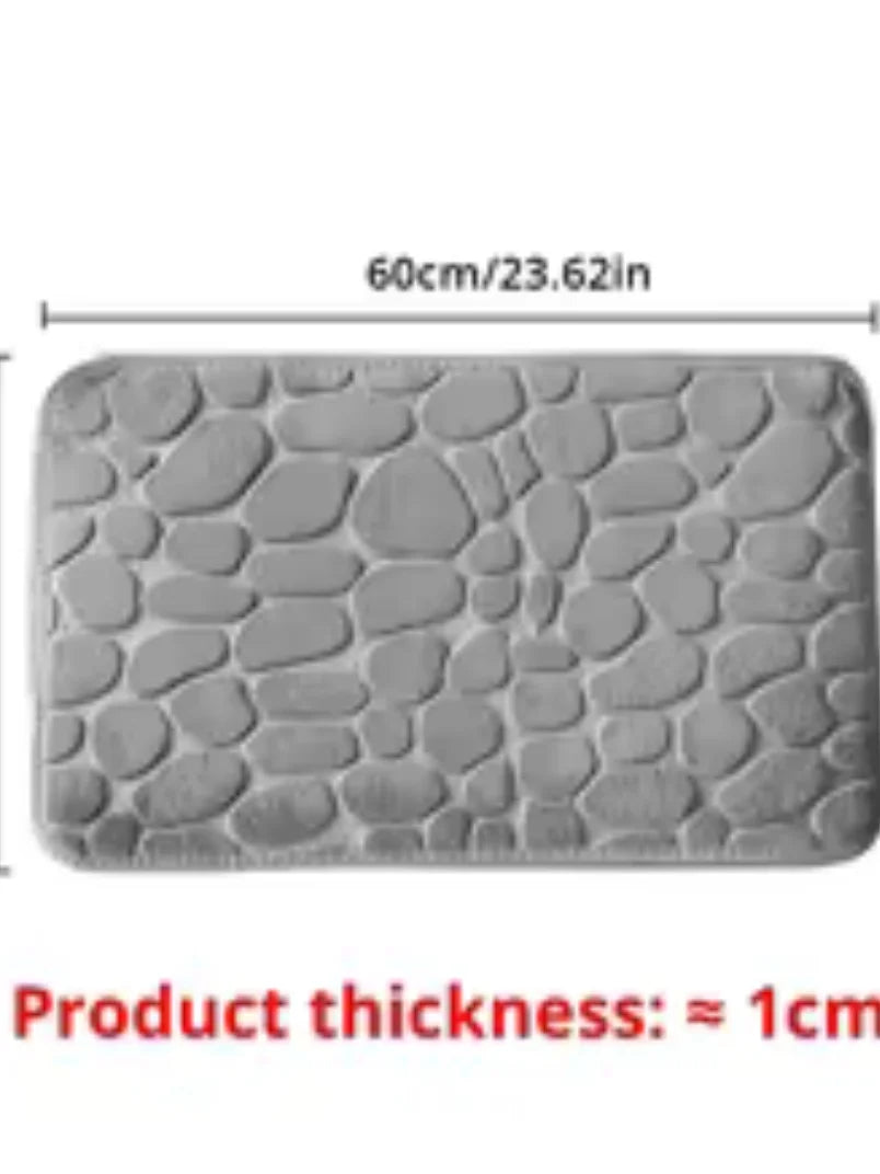 1pc Memory Foam Embossed Velvet Bathroom/Living Room Non-Slip Mat