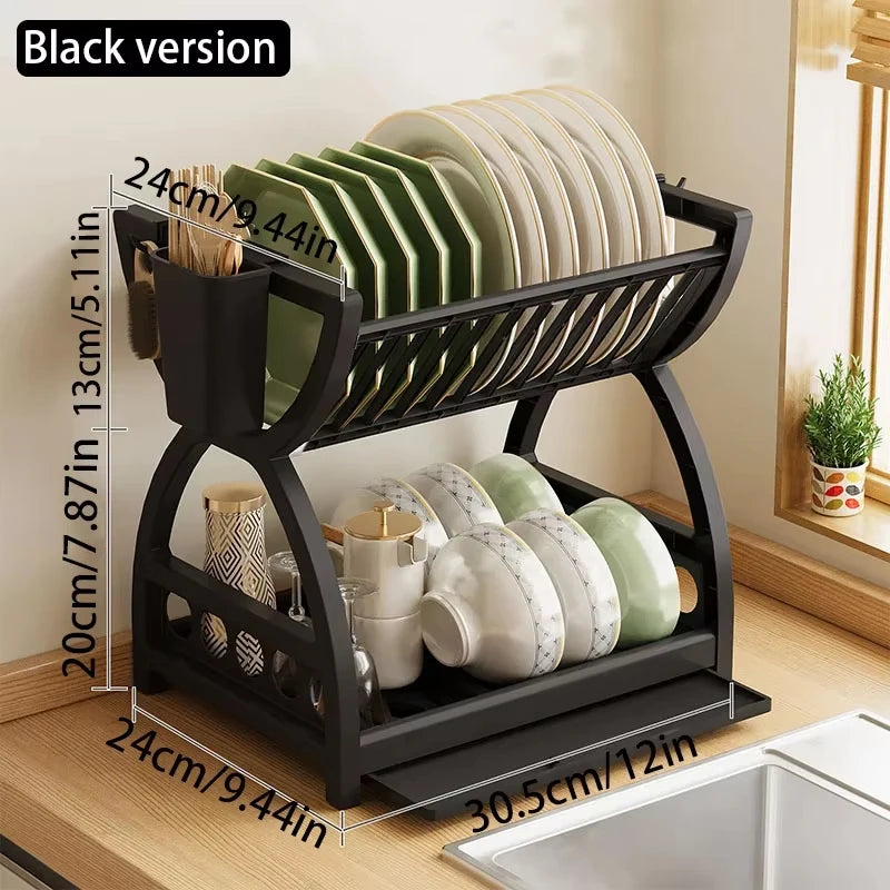 Double-Layer Kitchen Dish & Utensil Storage Rack