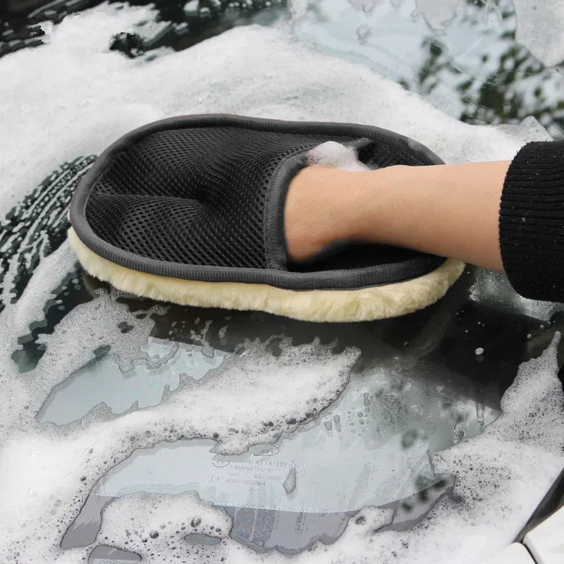 Premium Soft Wool Car Wash Cleaning Mitt – Scratch-Free Detailing Glove