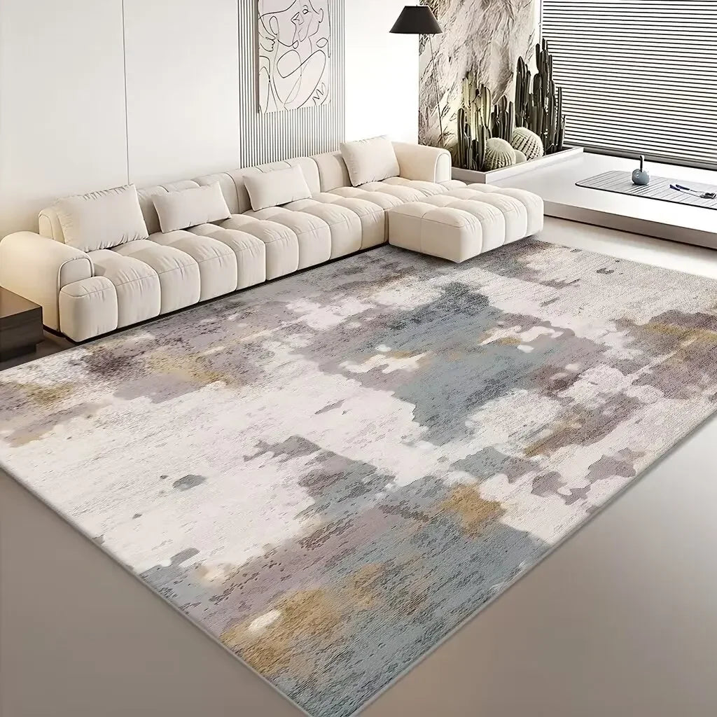 Modern luxury Abstract Plush Area Rug – Large Washable Living Room & Bedroom Carpet | Anti-Slip Geometric Floor Mat