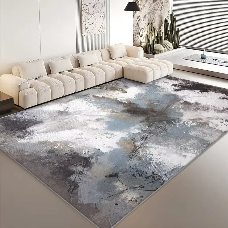 Modern luxury Abstract Plush Area Rug – Large Washable Living Room & Bedroom Carpet | Anti-Slip Geometric Floor Mat