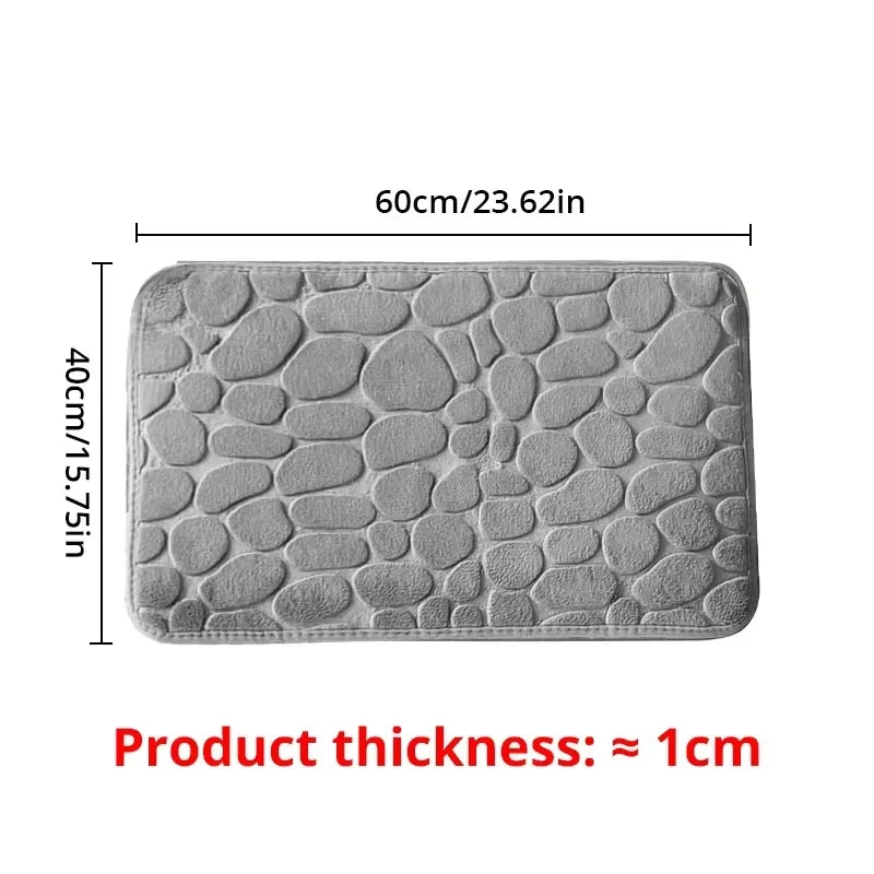 1pc Memory Foam Embossed Velvet Bathroom/Living Room Non-Slip Mat