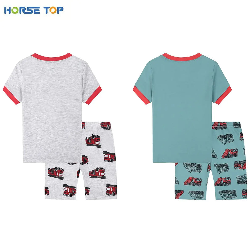 Fire Truck Boys Summer Pajama Set