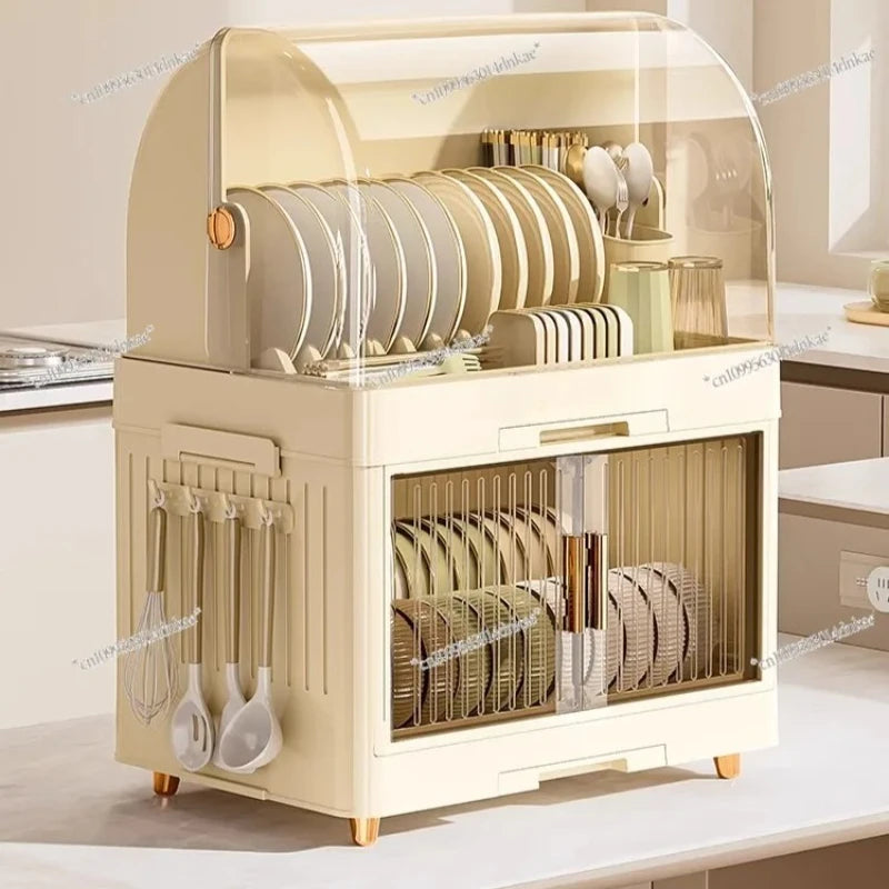 Kitchen Dish & Bowl Storage Rack with Lid