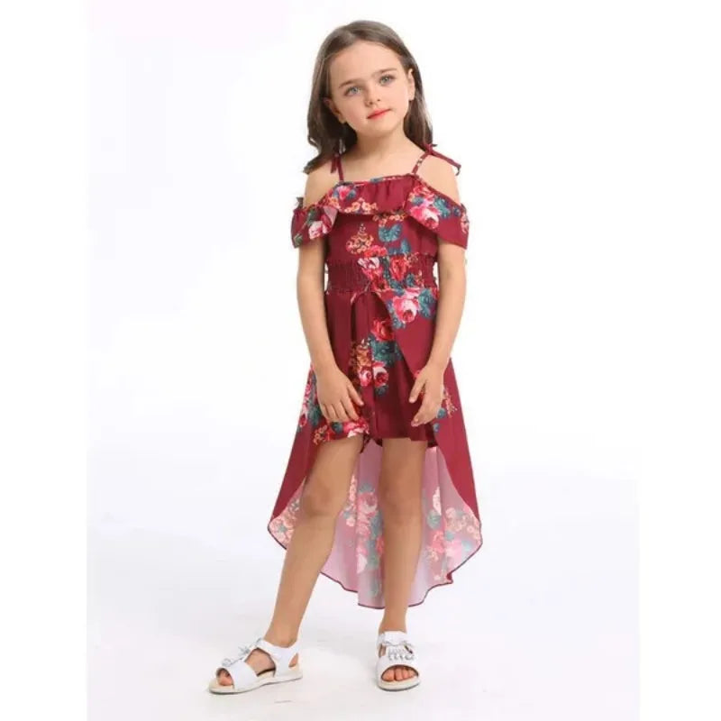 Floral Off-Shoulder Summer Girls Dress