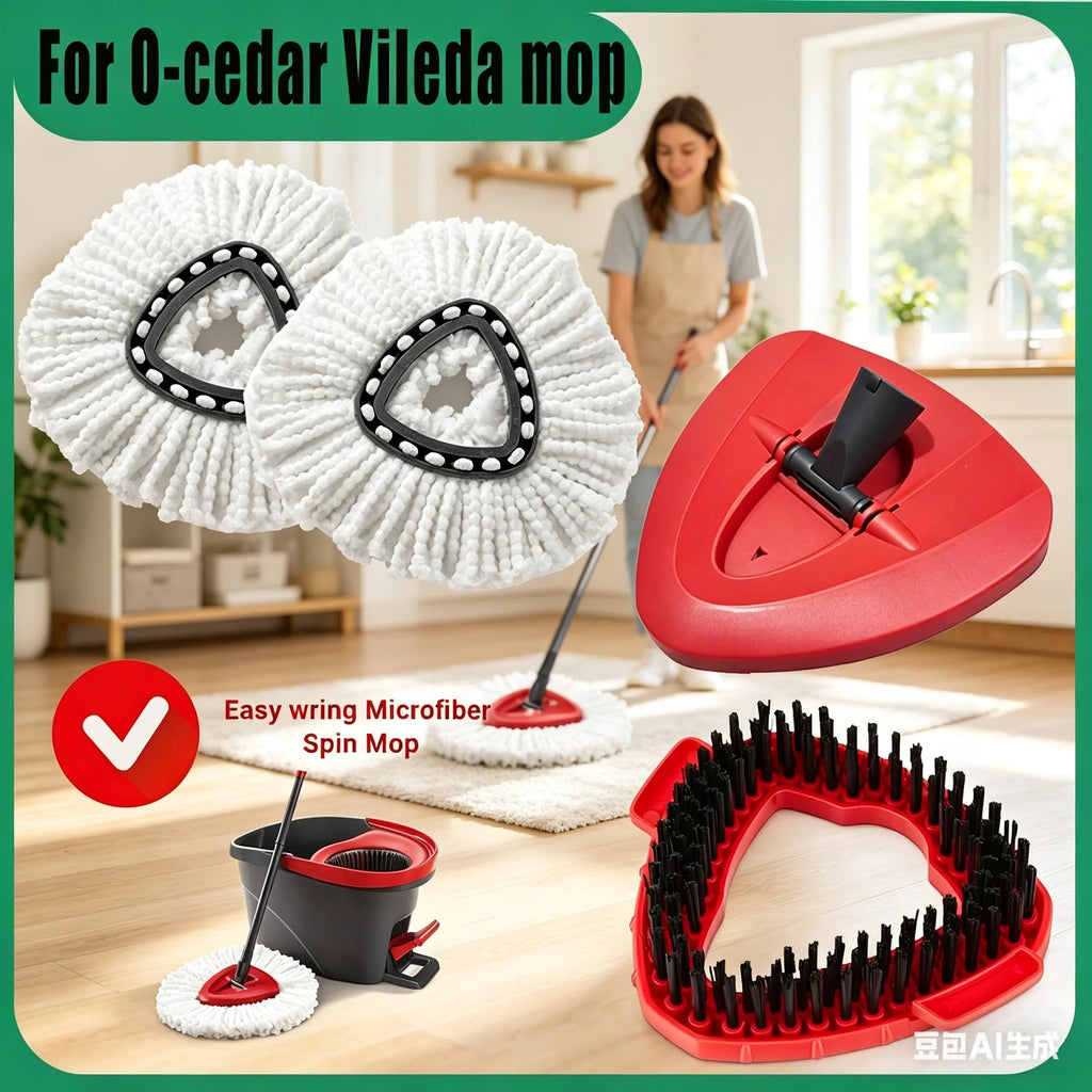 Premium Microfiber Spin Mop Replacement Heads – Compatible with Vileda O-Cedar EasyWring 1-Tank System (Multi-Pack Cleaning Refills)