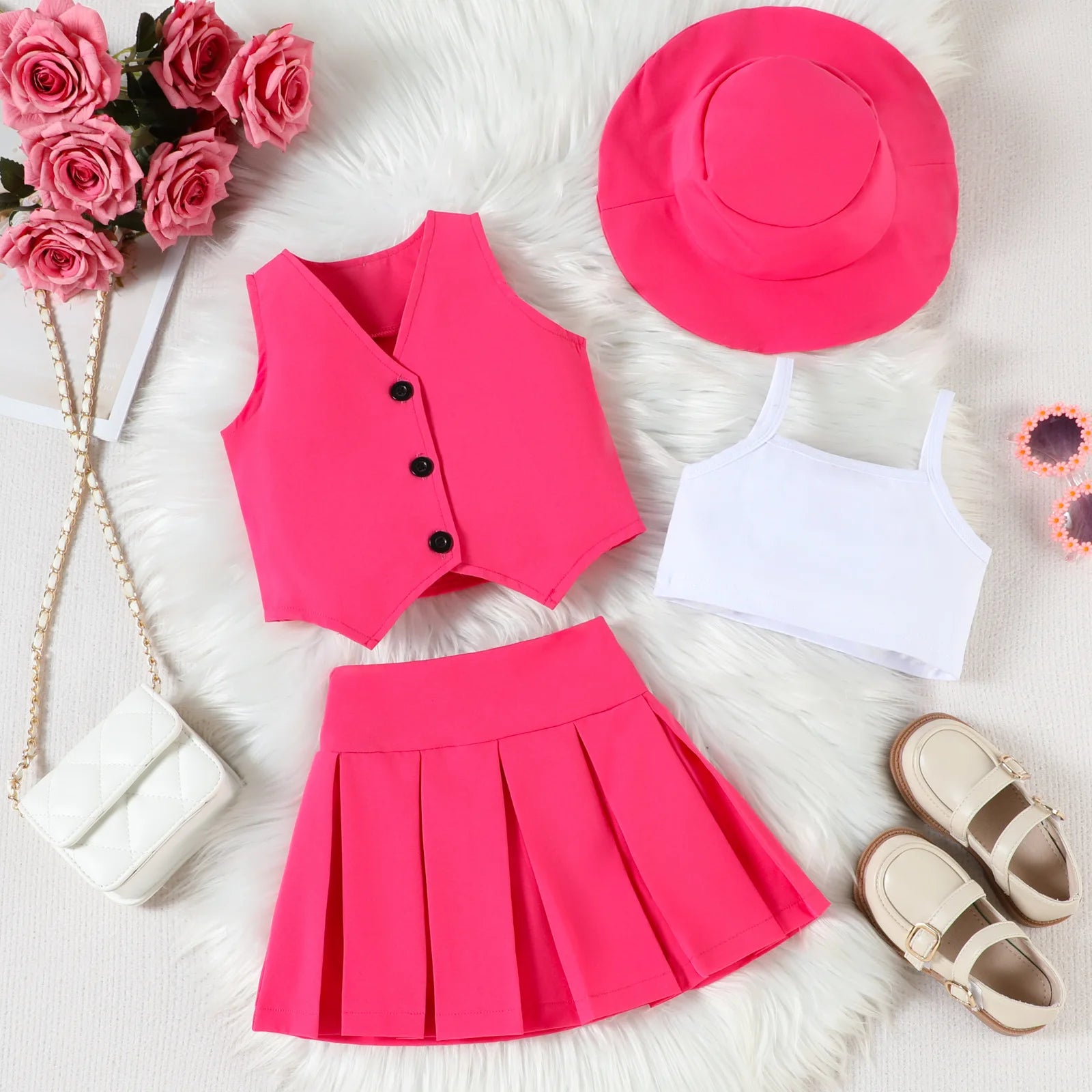 4-Piece Girls Summer Vacation Outfit Set