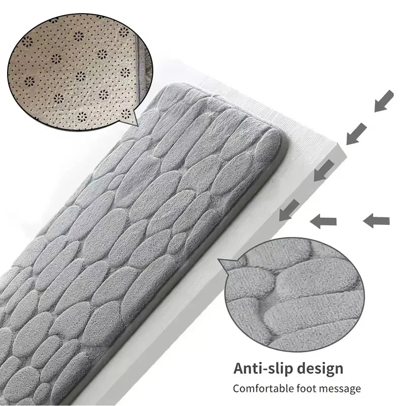 1pc Memory Foam Embossed Velvet Bathroom/Living Room Non-Slip Mat