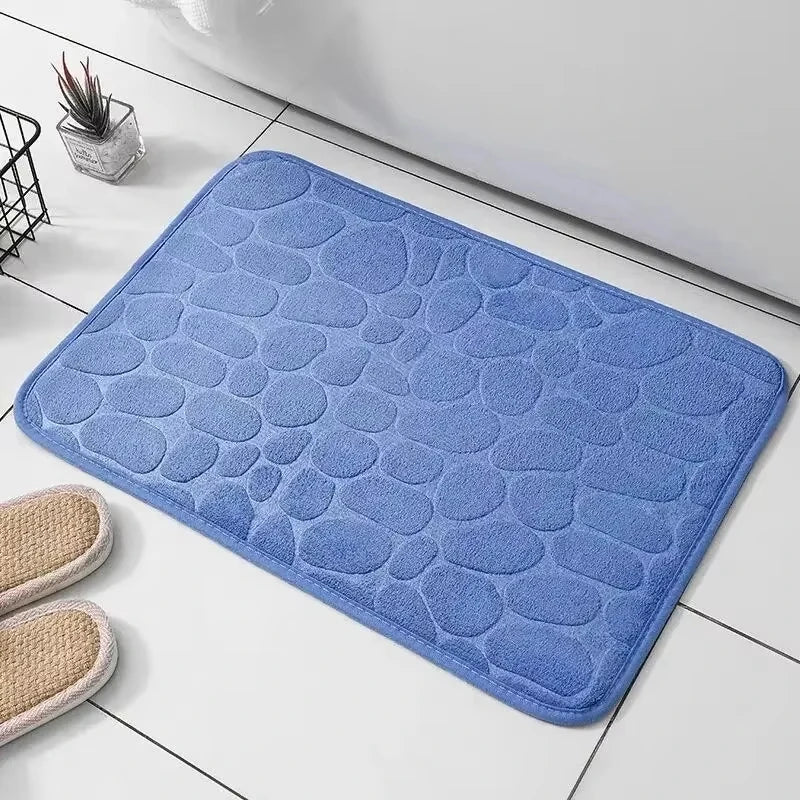 1pc Memory Foam Embossed Velvet Bathroom/Living Room Non-Slip Mat