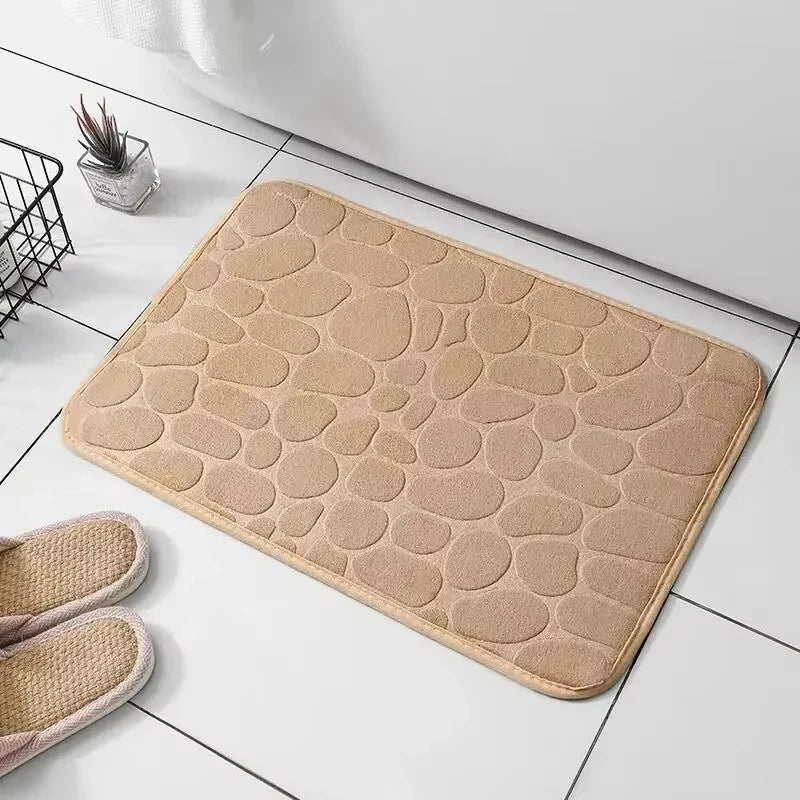 1pc Memory Foam Embossed Velvet Bathroom/Living Room Non-Slip Mat