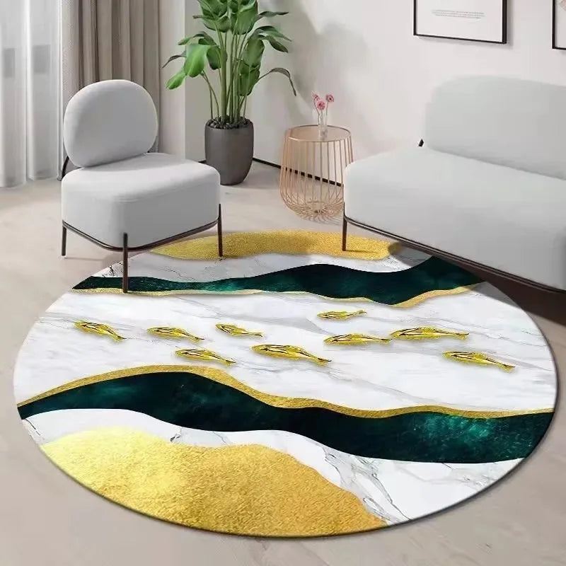 Modern Round Plush Area Rug – Washable Non-Slip Carpet for Living Room & Bedroom