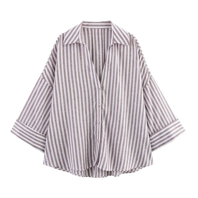 Relaxed Oversized Striped Button-Up Shirt