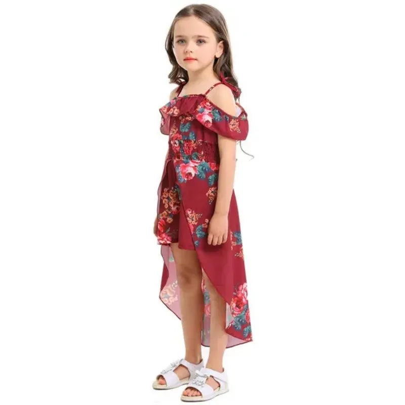 Floral Off-Shoulder Summer Girls Dress