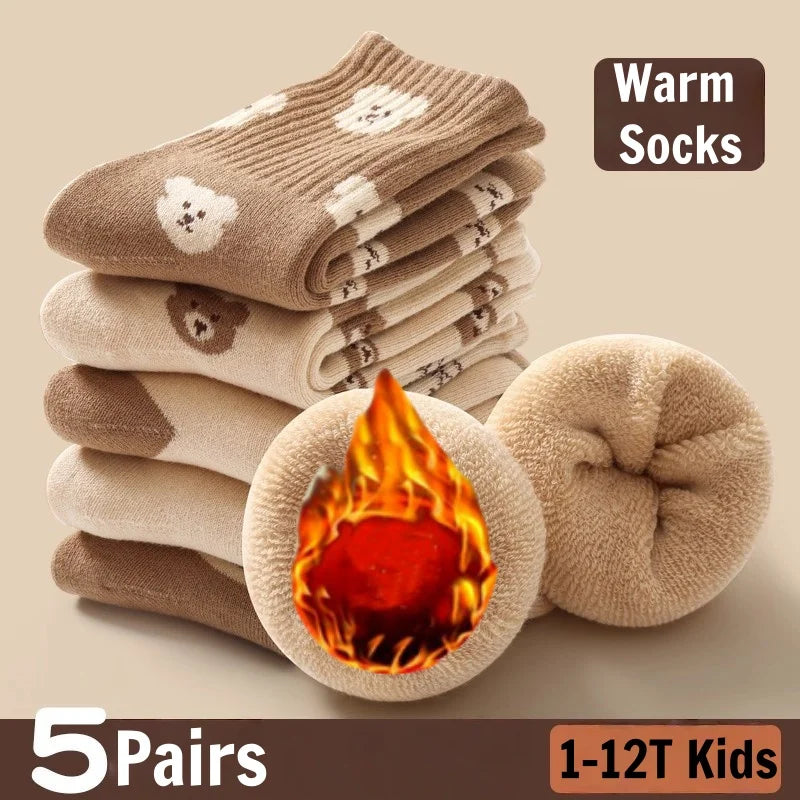 CozyKids™ Winter Thermal Plush Socks – 5 Pair Pack