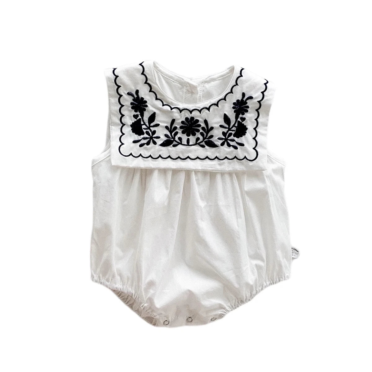 Elegant Embroidered Baby Sleeveless Romper