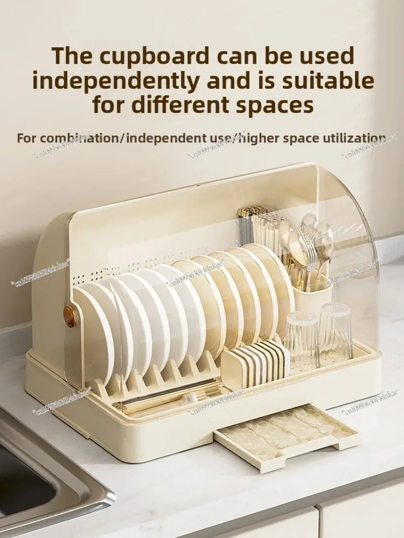 Kitchen Dish & Bowl Storage Rack with Lid