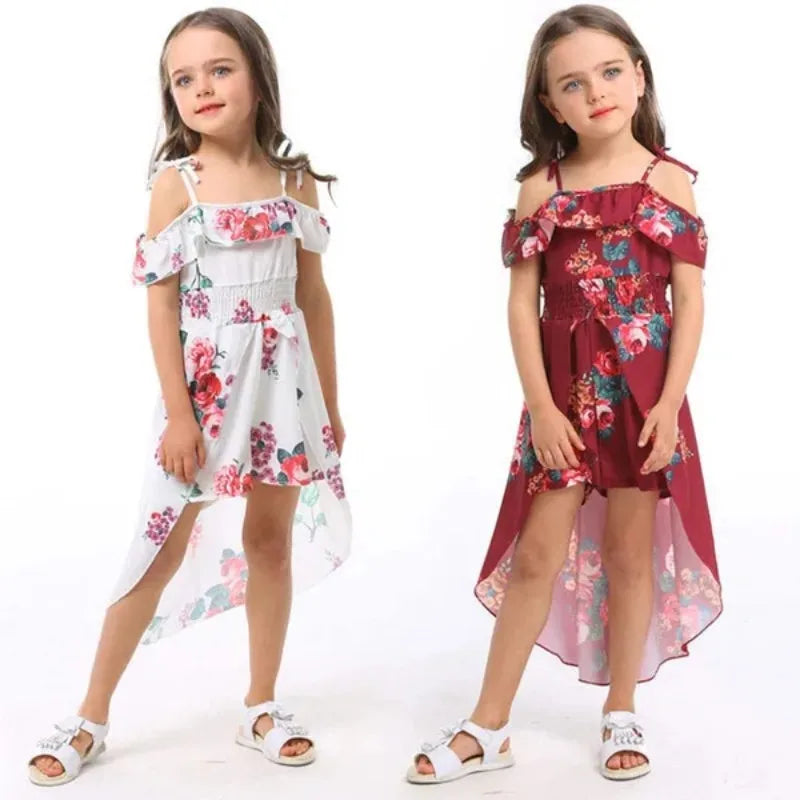 Floral Off-Shoulder Summer Girls Dress
