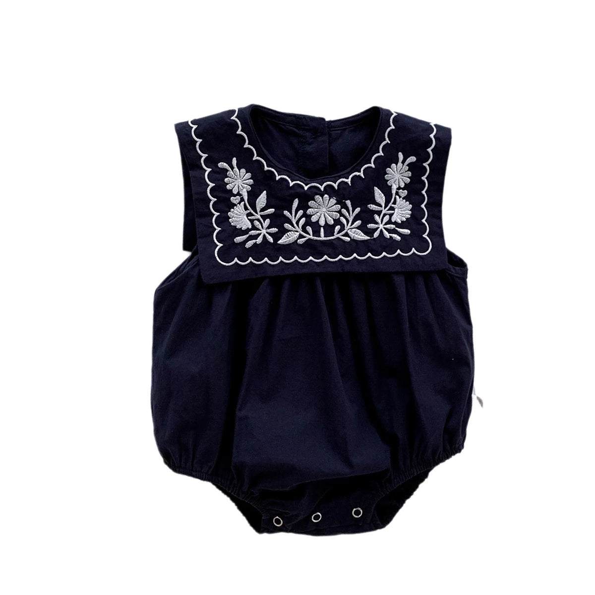 Elegant Embroidered Baby Sleeveless Romper