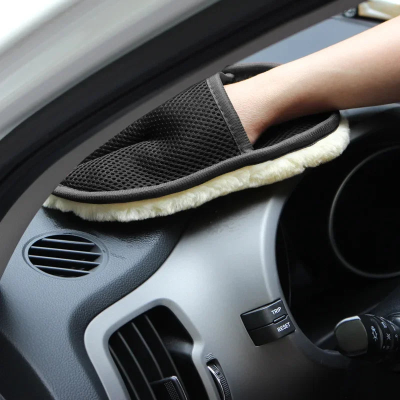 Premium Soft Wool Car Wash Cleaning Mitt – Scratch-Free Detailing Glove