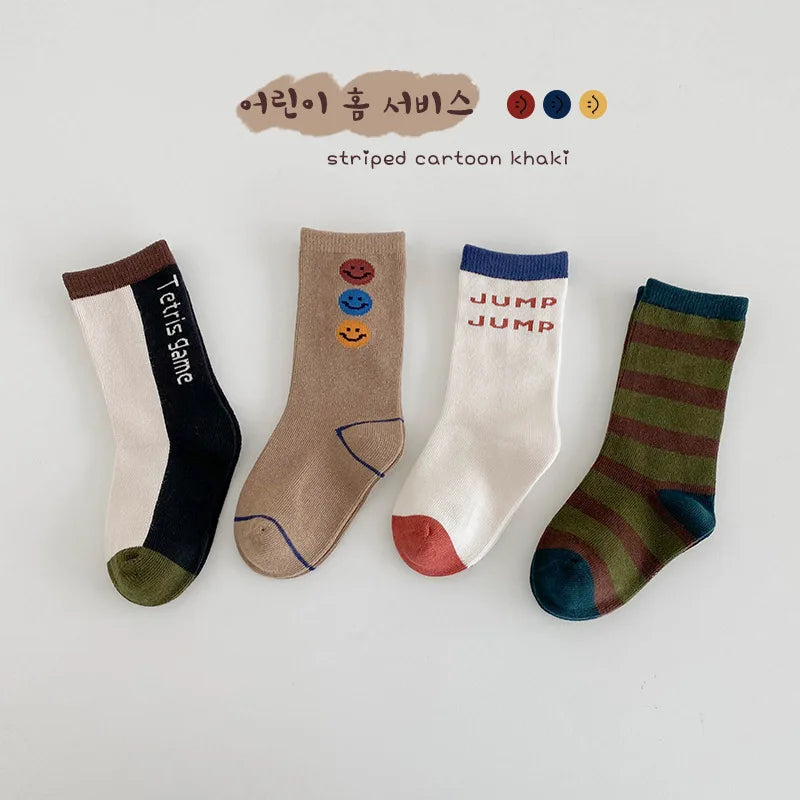 Boys’ Trendy Cotton Crew Socks – 4 Pair Pack