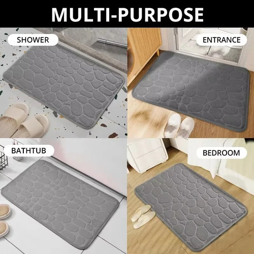1pc Memory Foam Embossed Velvet Bathroom/Living Room Non-Slip Mat