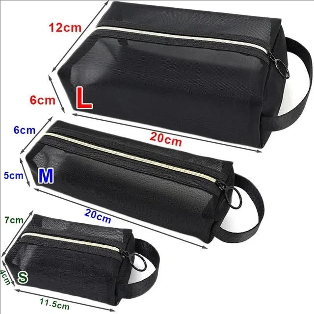 3-Piece Mesh Travel Cosmetic Organizer Bag Set