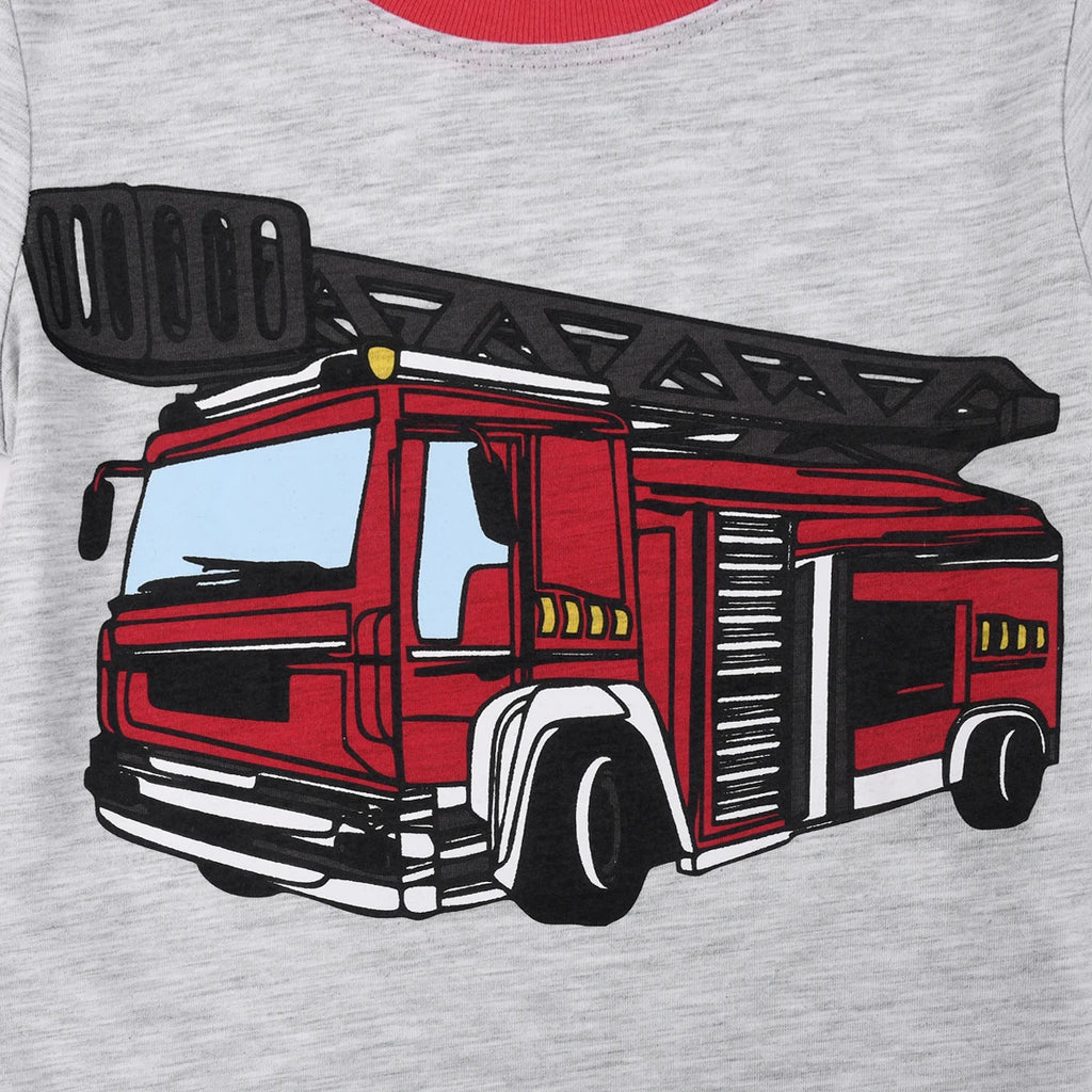 Fire Truck Boys Summer Pajama Set