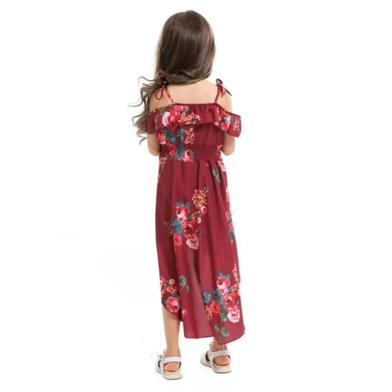 Floral Off-Shoulder Summer Girls Dress