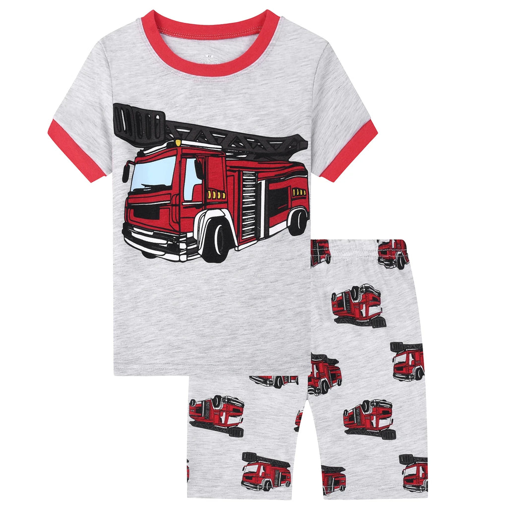 Fire Truck Boys Summer Pajama Set