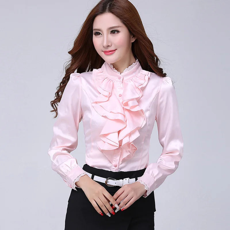 Elegant Stand Collar Button-Up Blouse