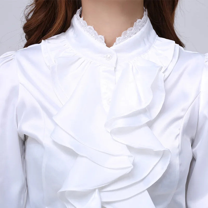 Elegant Stand Collar Button-Up Blouse