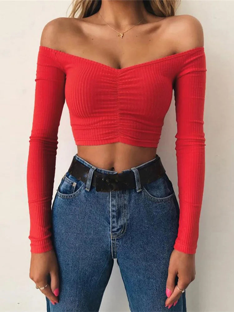 Blessed Off-Shoulder Long Sleeve Tee