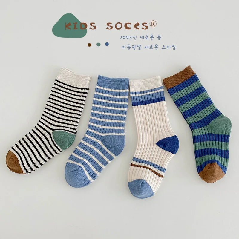 Boys’ Trendy Cotton Crew Socks – 4 Pair Pack