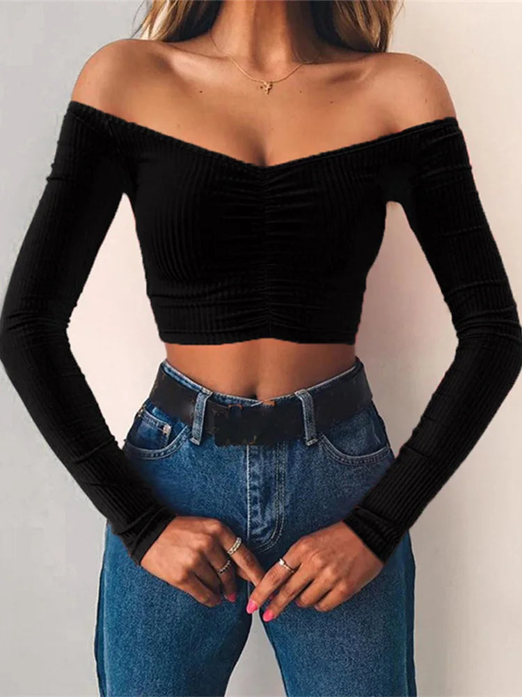 Blessed Off-Shoulder Long Sleeve Tee