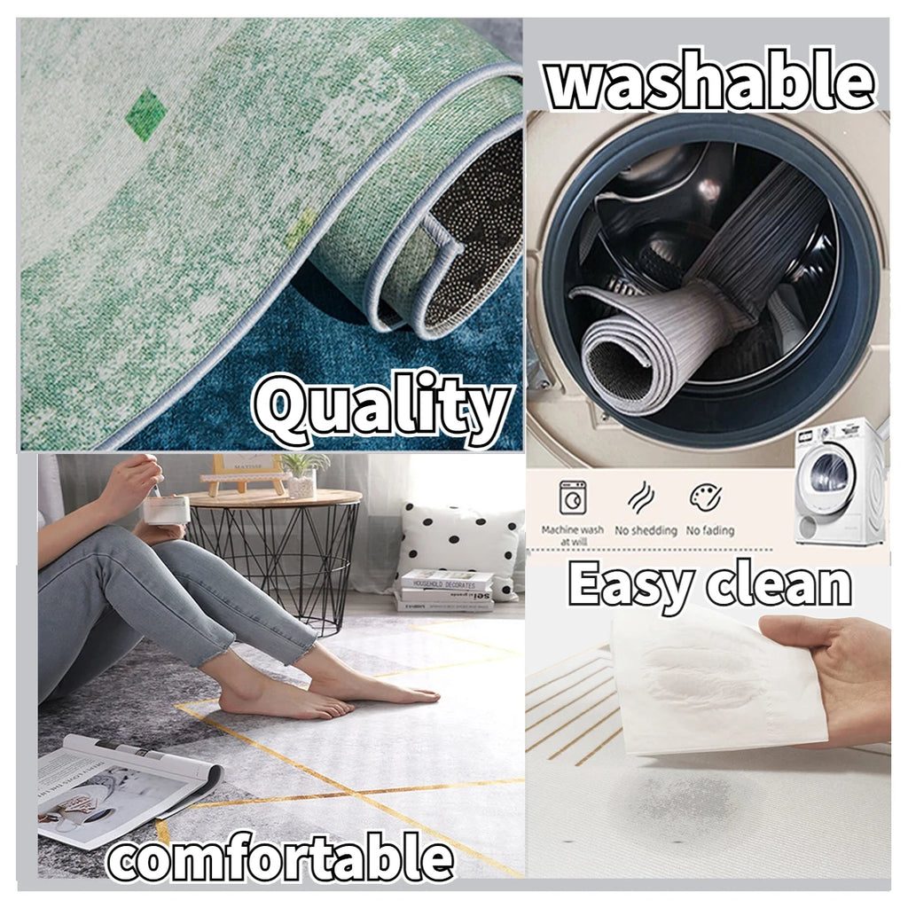 Modern Geometric Area Rug – Washable Non-Slip Carpet for Living Room, Bedroom & Home Décor