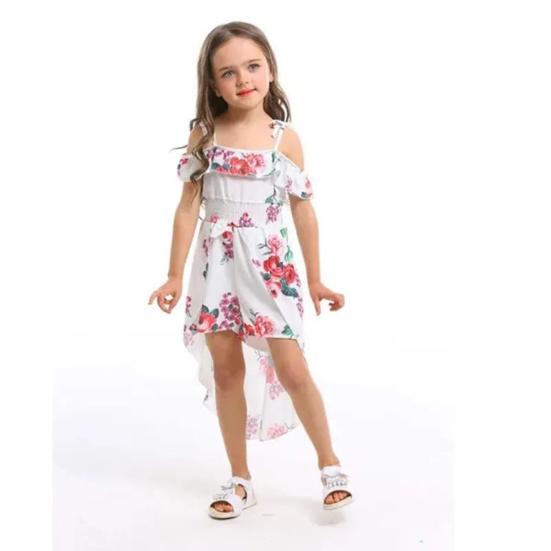 Floral Off-Shoulder Summer Girls Dress