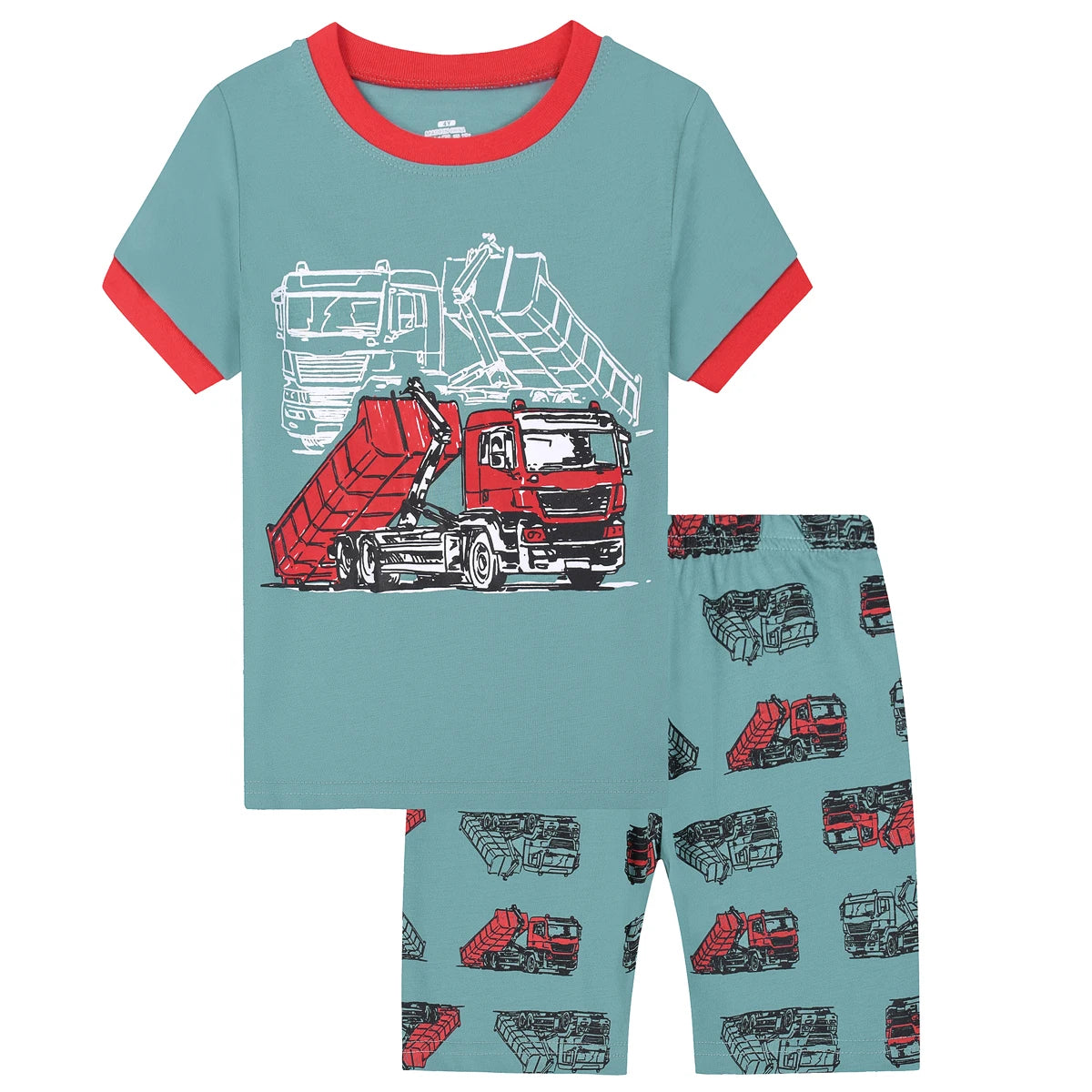 Fire Truck Boys Summer Pajama Set
