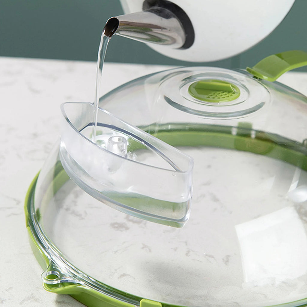 Clear Microwave Splatter Cover with Steam Vent & Water Reservoir